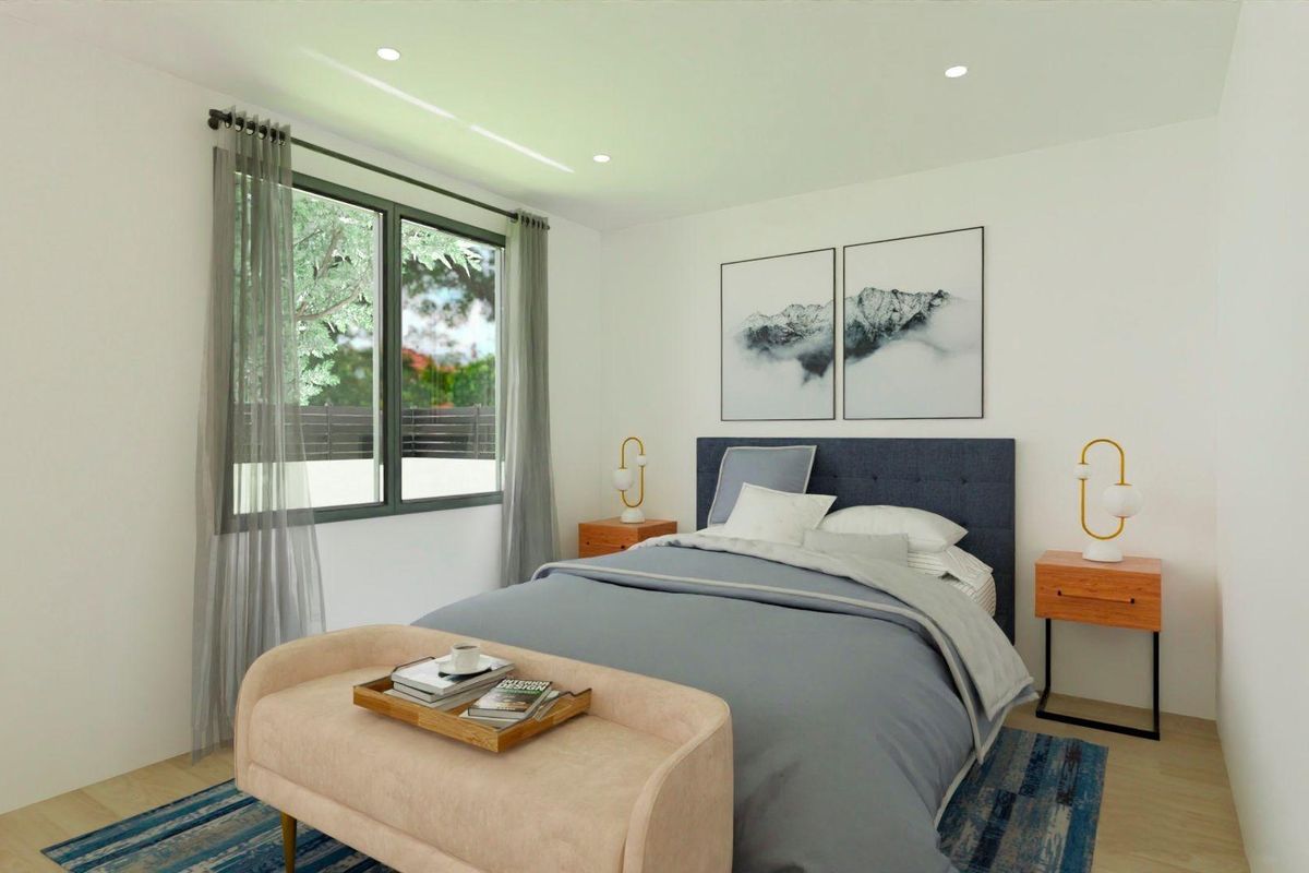 Stijlvol ontworpen slaapkamer met comfort en moderne inrichting in villa in Hondón de las Nieves.