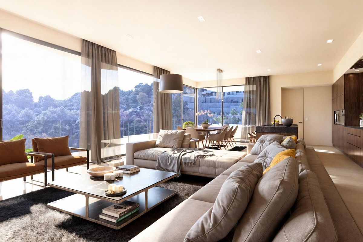 Uitnodigende woonruimte in de 4-slaapkamer villa in Benissa, met veel natuurlijk licht en mooi interieurontwerp.