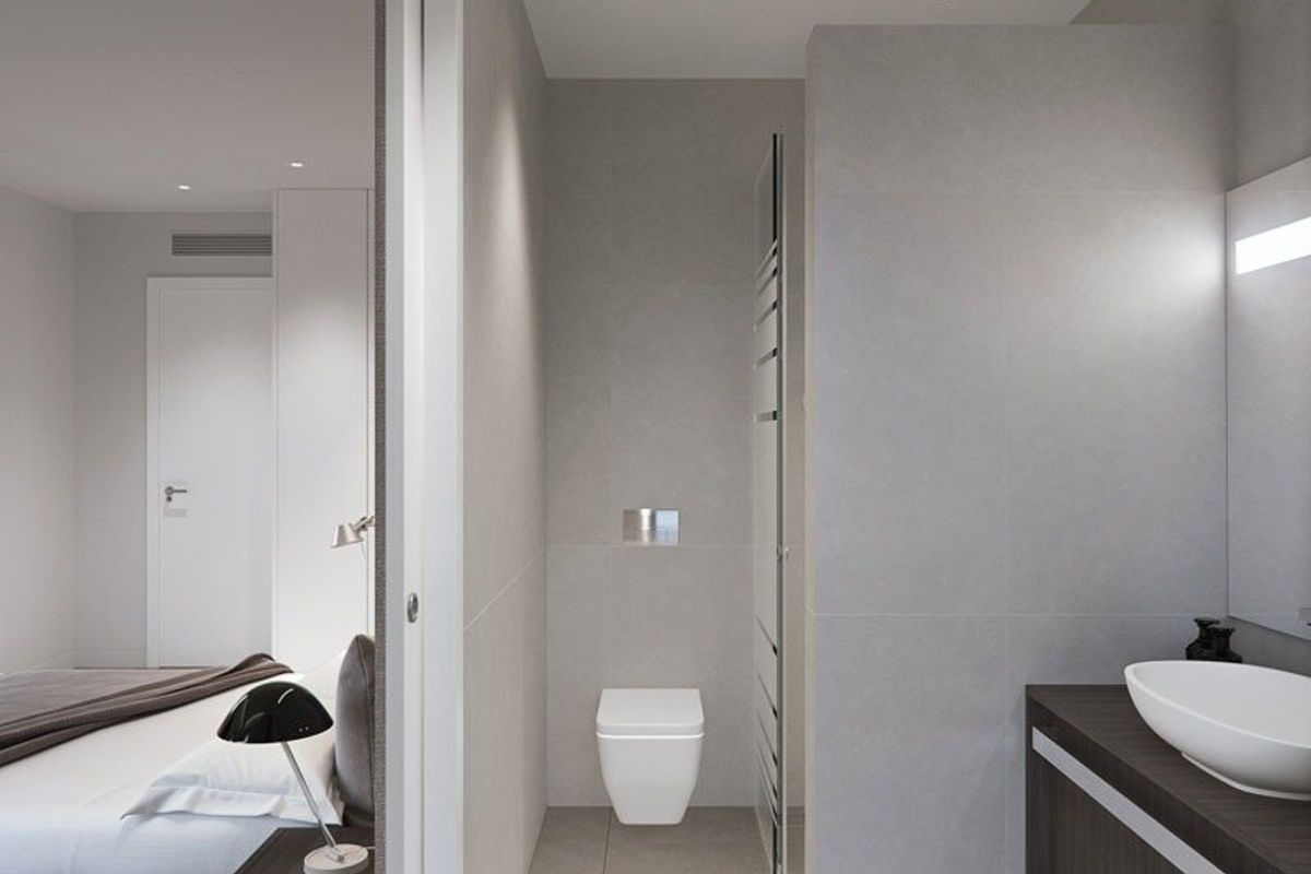 Moderne badkamer met eigentijdse voorzieningen in een 3-slaapkamer villa, Pilar de La Horadada, Costa Blanca Zuid.