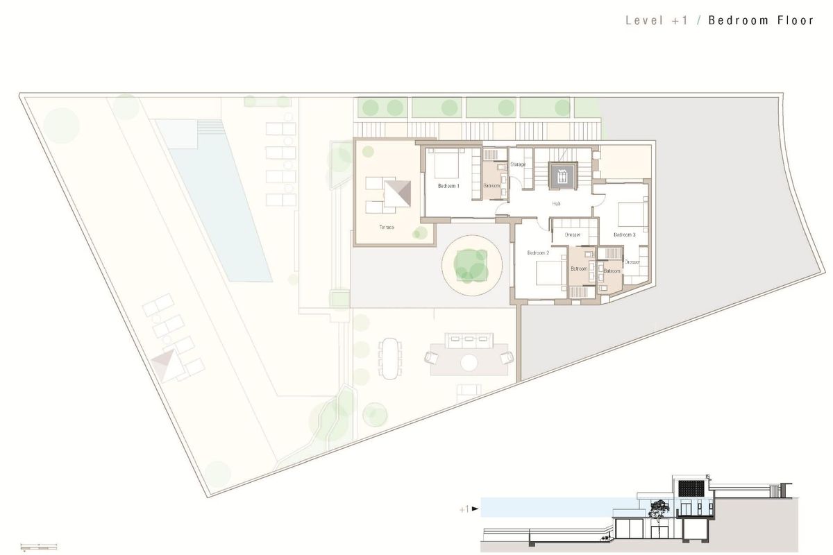 Slaapkamer plattegrond voor een ruime 4-slaapkamer villa in San Fulgencio, Costa Blanca Zuid, Spanje.