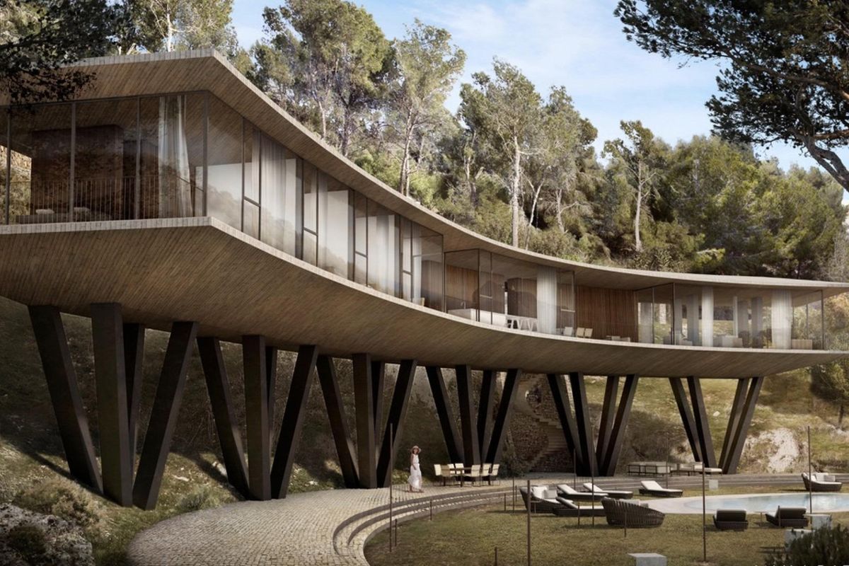 Stijlvolle moderne villa in Benissa met een prachtig architectonisch ontwerp en verhoogd terras.