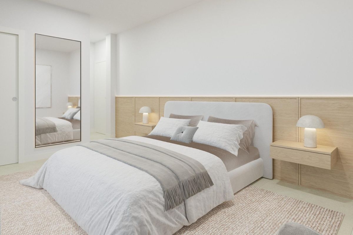 Charmante slaapkamer met lichte kleuren en een comfortabele ambiance in een 3-slaapkamer villa in Ciudad Quesada.