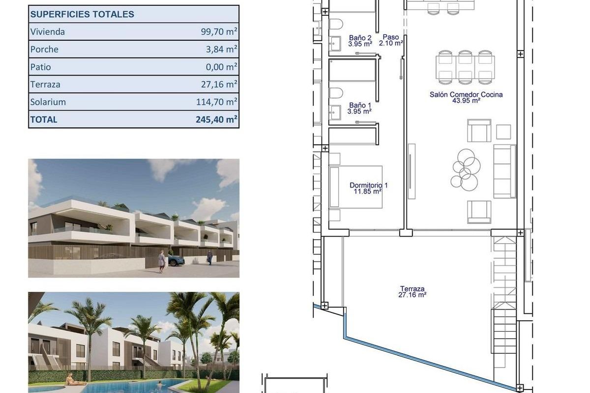 Poolside lounging area in residential complex
