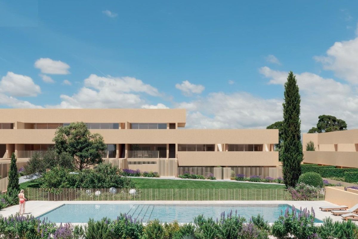 Communal pool area in Los Balcones complex