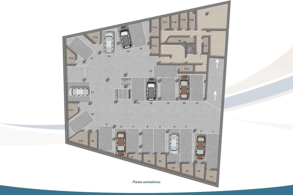 Parkeerindeling voor bewoners van het penthouse in San Pedro del Pinatar, met aangewezen plekken.