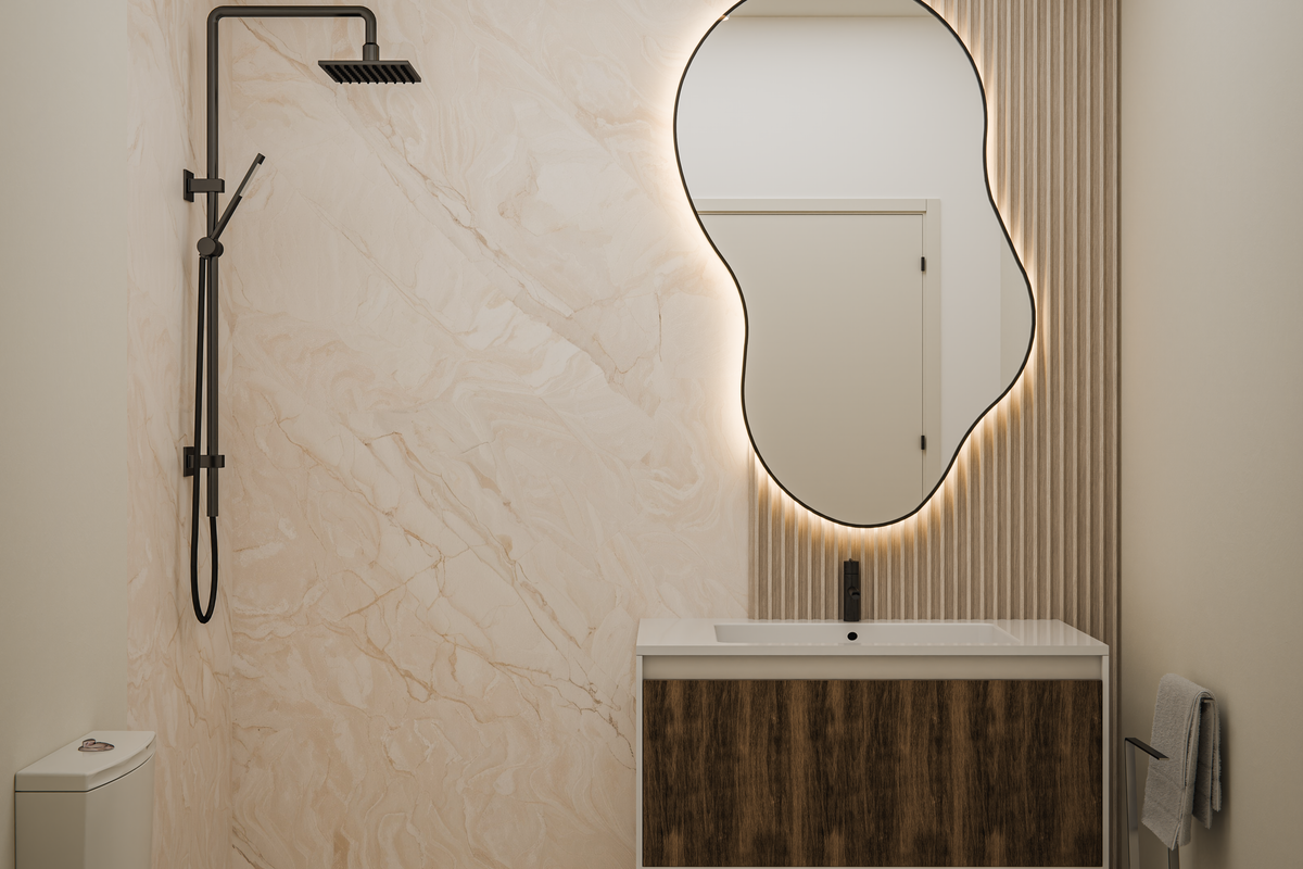 Visualisatie van de badkamer – Nature Resort, San Miguel de Salinas