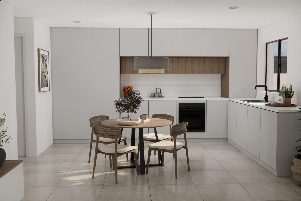 Heldere keuken in een 3-slaapkamer villa met eettafel, gelegen in Orihuela, Costa Blanca South.