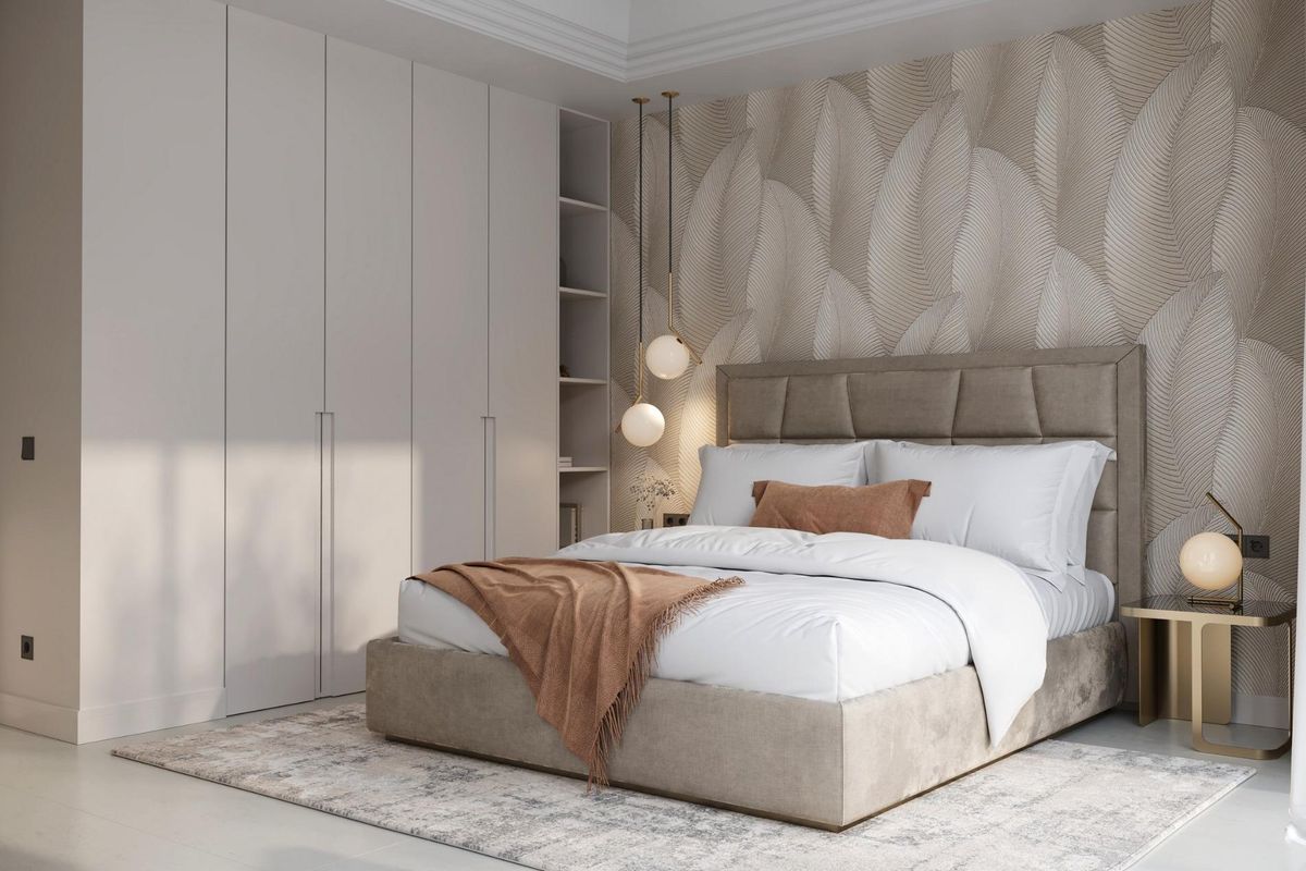 Gezellige en moderne slaapkamer in een villa in Marbella, ontworpen met elegante meubels en zachte verlichting.