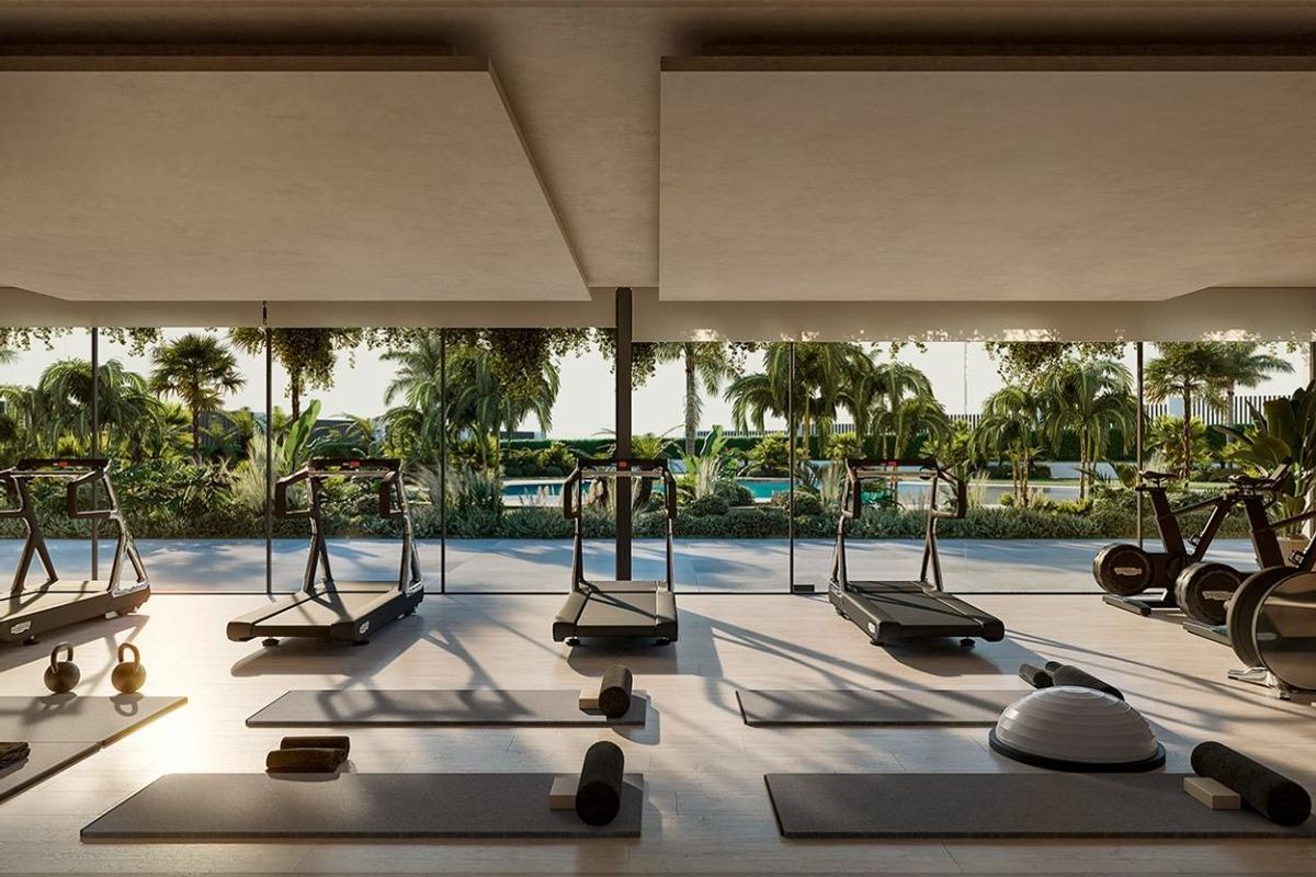 Communal pool at Estepona apartment complex