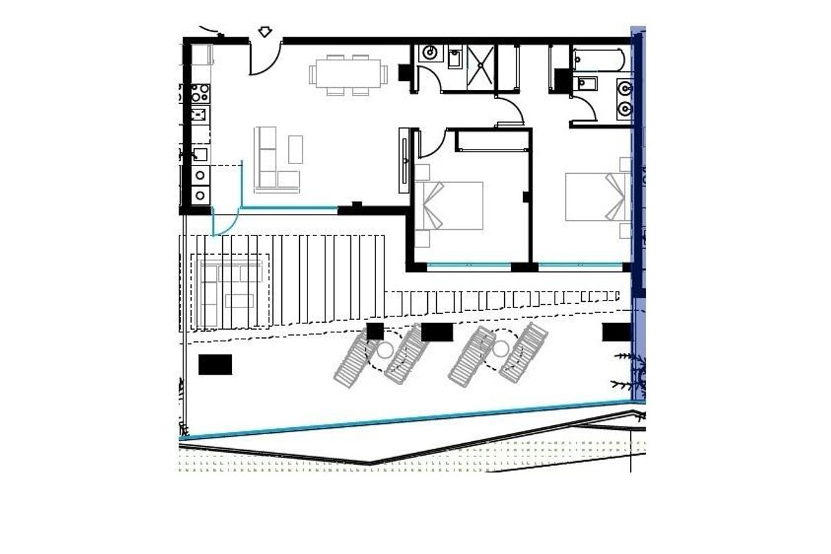 Plattegrond van het 2-slaapkamer penthouse in Benalmádena, toont indeling en ruimte.