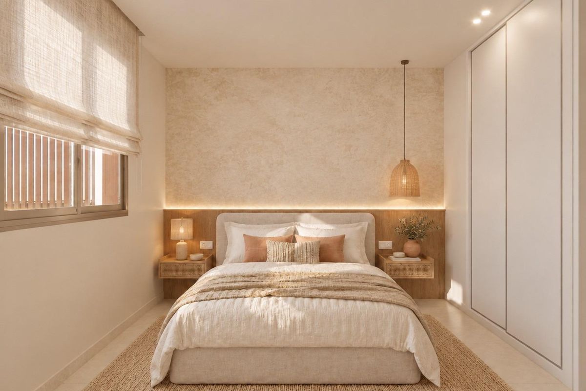 Slaapkamer van het penthouse in Santa Pola