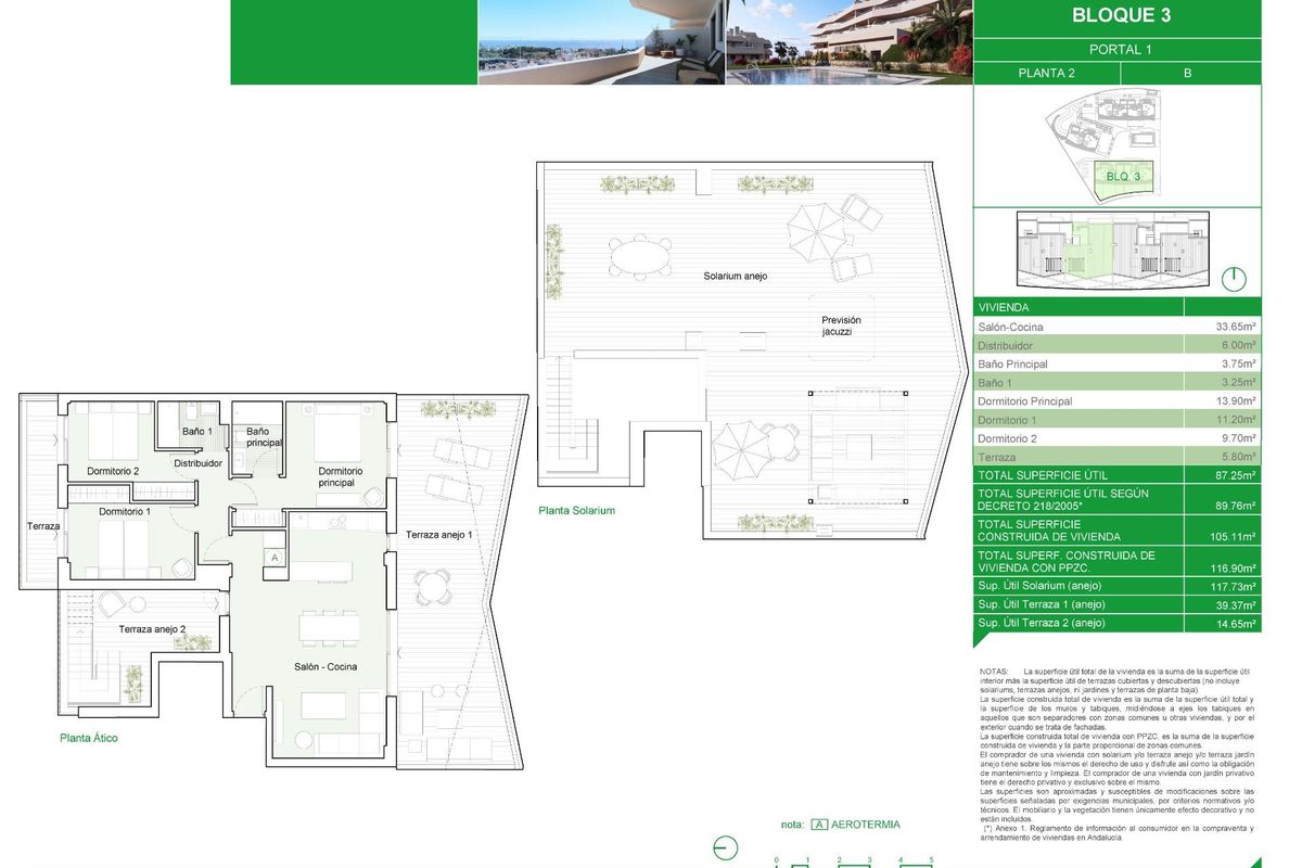 Plattegrond van een 3-slaapkamer penthouse met ruime woonruimtes en terras in Estepona.