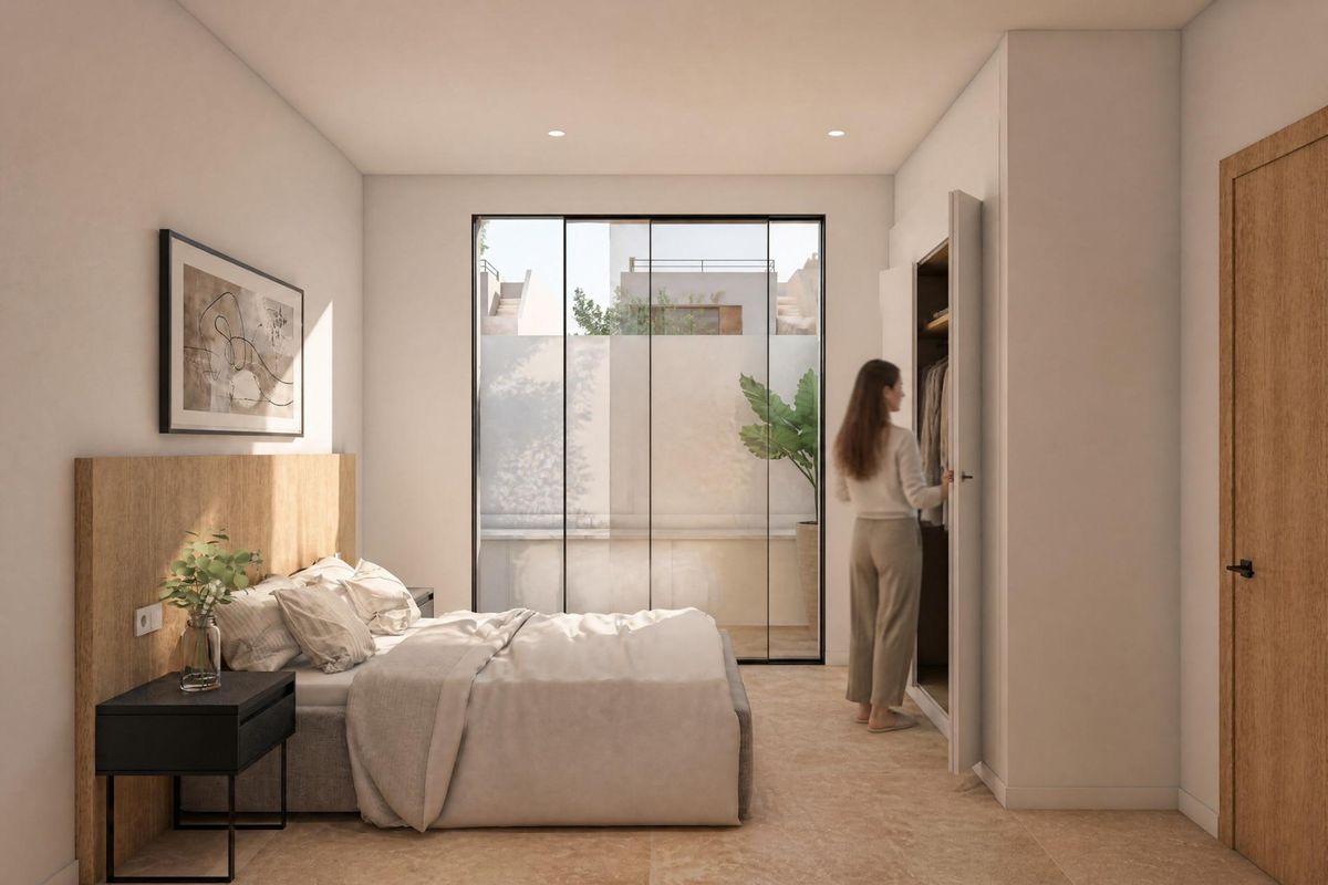 Schlafzimmer der Villa mit Blick in Alhama