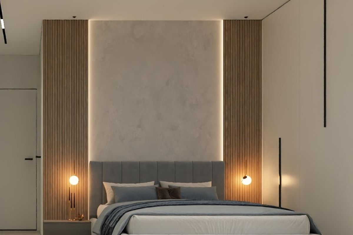 Elegante inrichting van de slaapkamer in een appartement met 1 slaapkamer, met een comfortabel bed en natuurlijk licht in Torrevieja.