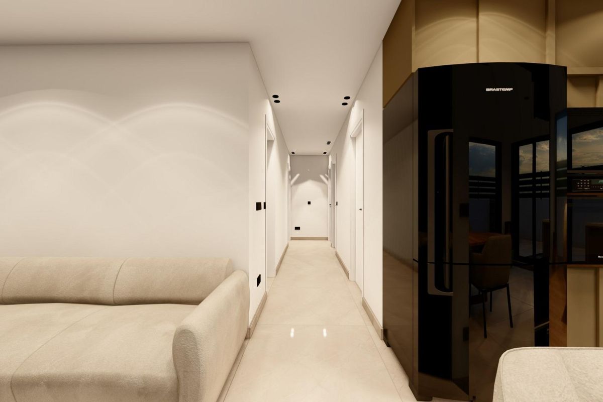 Heldere gang in een hedendaagse villa in Benijofar, leidend naar open woonruimtes.