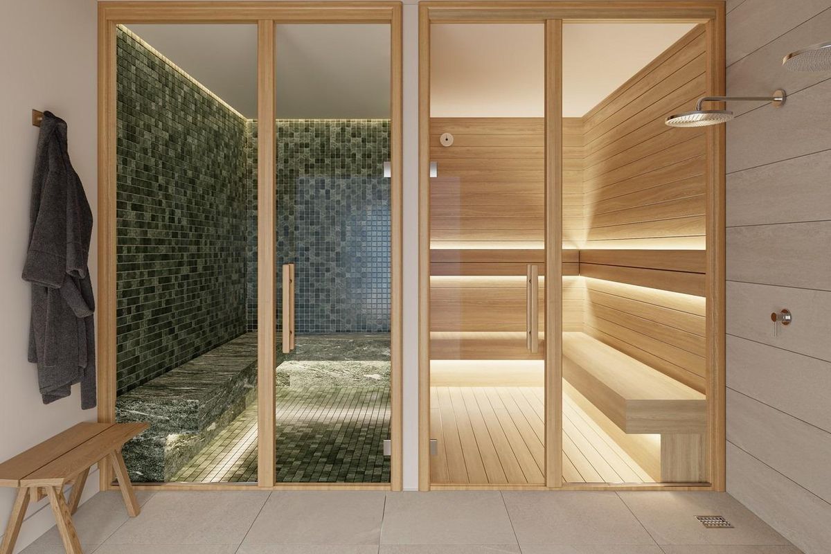 Luxueuze sauna en stoomkamer in een 2-slaapkamer penthouse in Casares, Costa del Sol, voor ontspanning.