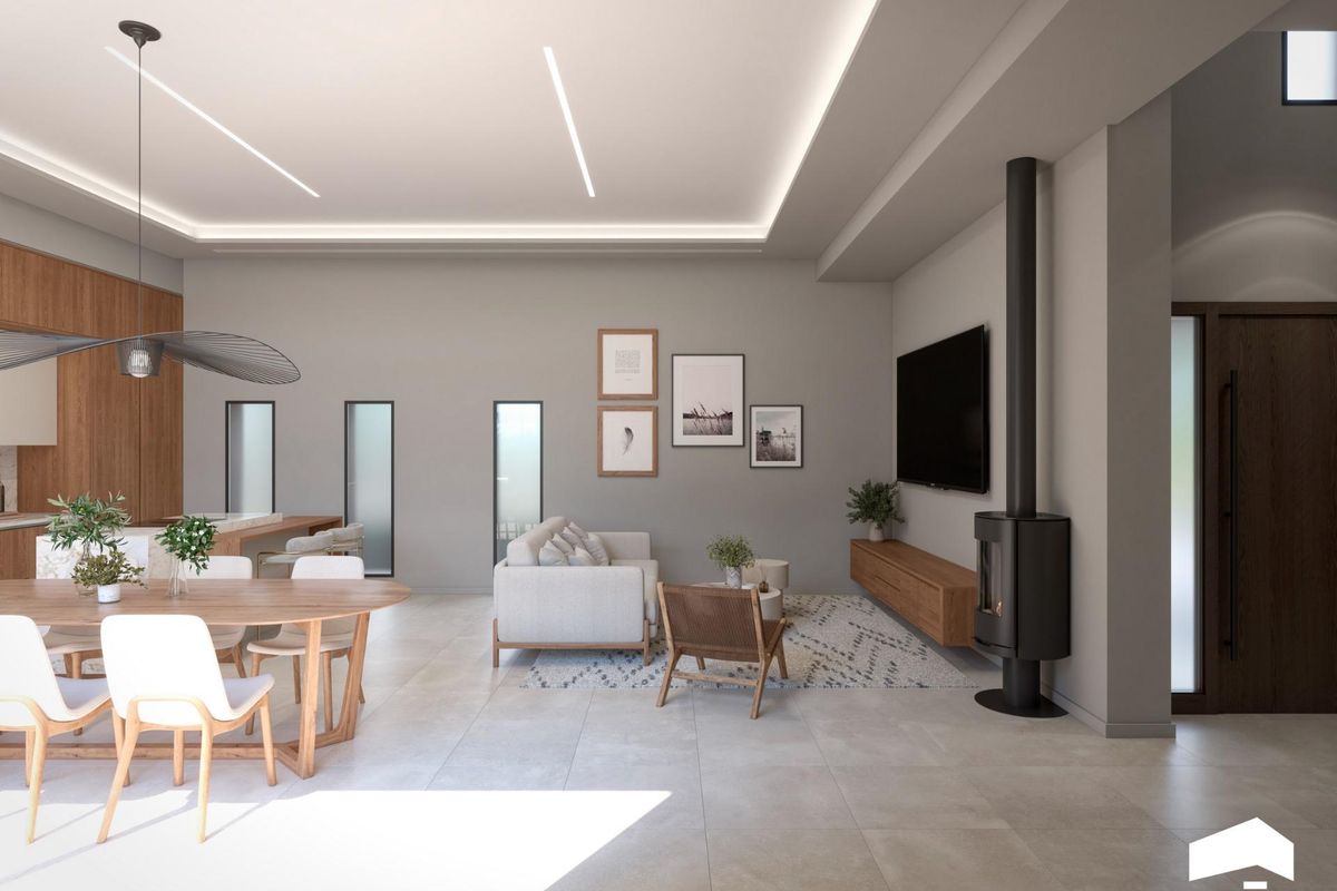 Contemporary woonkamer in een villa met 3 slaapkamers in Torre Pacheco, met een grote tv en stijlvolle meubels.