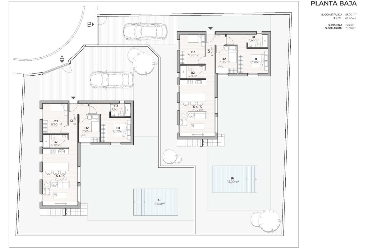 Development of 2 newly built detached villas with private swimming pools at the Mazarrón Country Club
