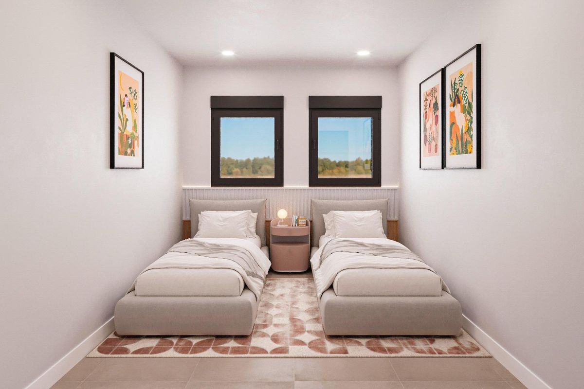 Heldere en vrolijke kinderkamer in de 3-slaapkamer villa, ontworpen voor comfort in Fuente Álamo.