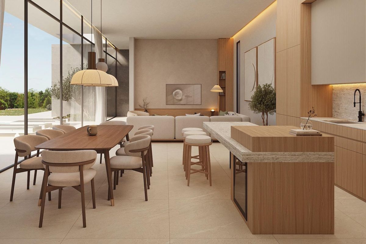 Ruime villa keuken en eetruimte in Calpe, met natuurlijk licht en moderne designelementen.