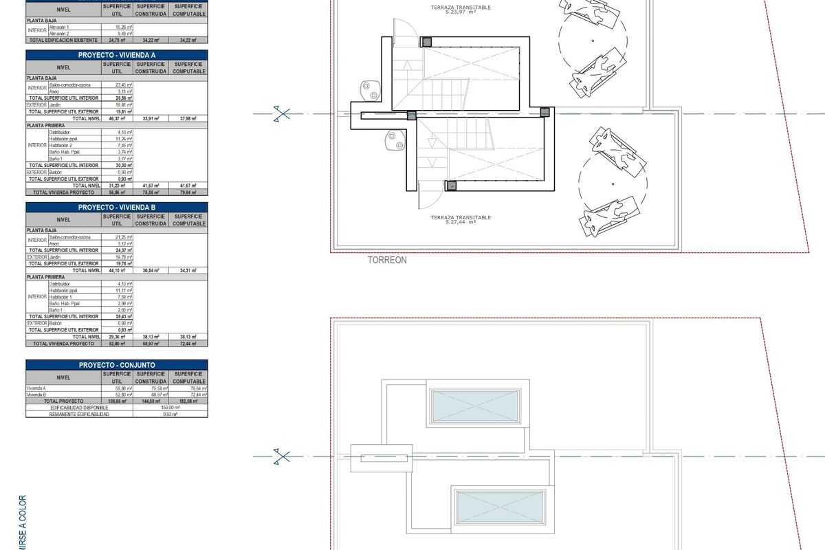 Plattegrond van een 2-slaapkamer townhouse in Cartagena, Costa Calida, met balkons en moderne indeling.