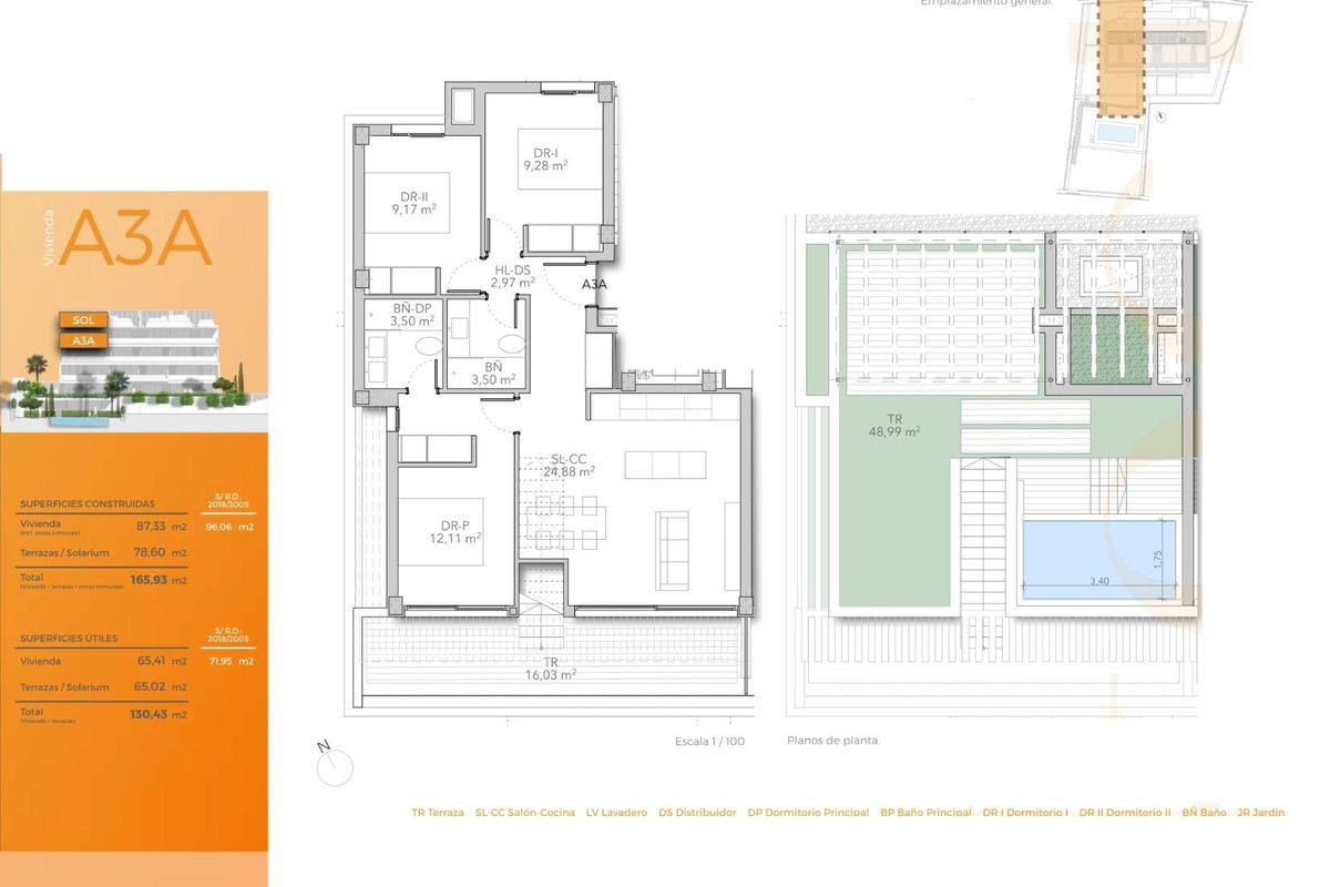 Gedetailleerde plattegrond van het penthouse, die ruimtes en configuraties in Torremolinos illustreert.