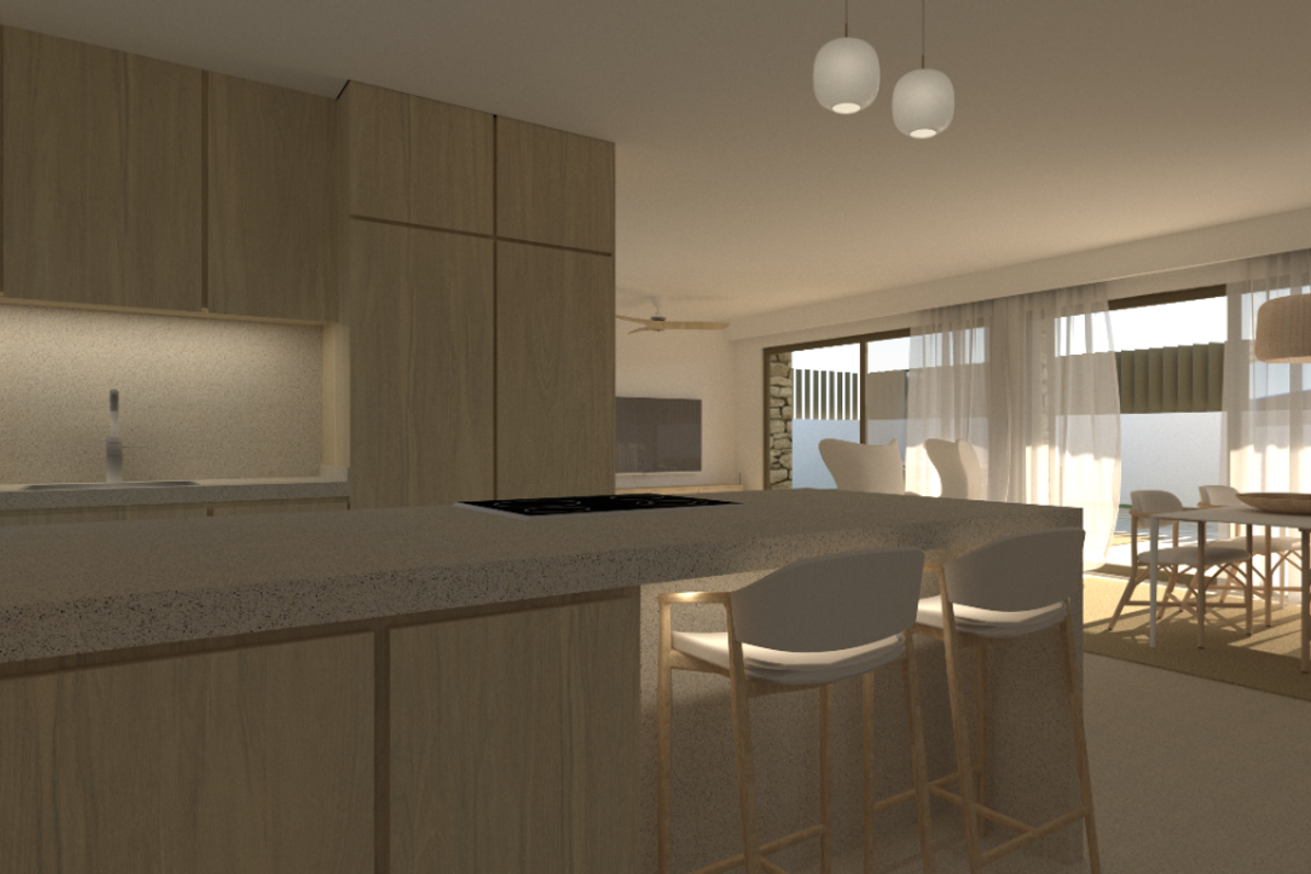 Heldere, moderne keuken in een 4-slaapkamer villa in Denia, met eetruimte en moderne apparaten.