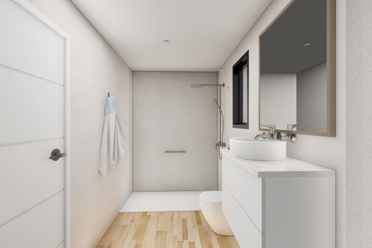 Moderne badkamer in een villa in Calasparra, met strakke afwerkingen en veel natuurlijk licht.