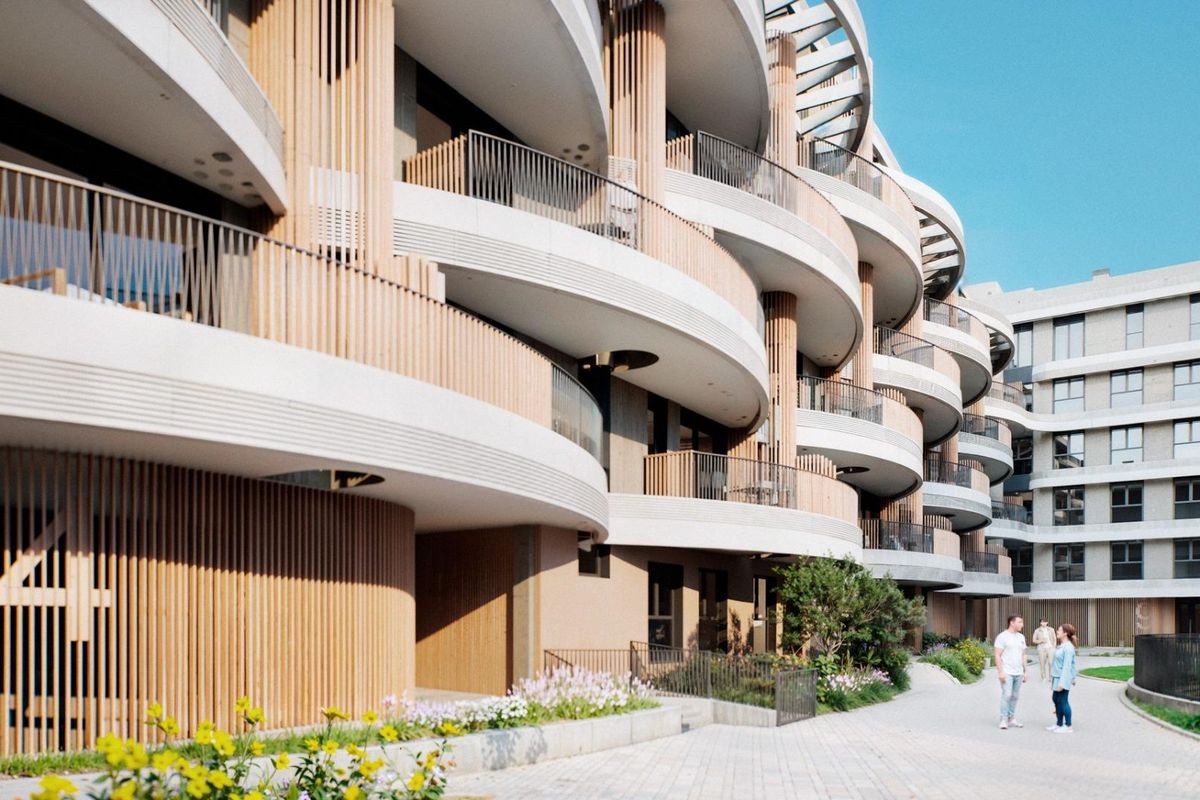 Close-up of apartment's exterior design