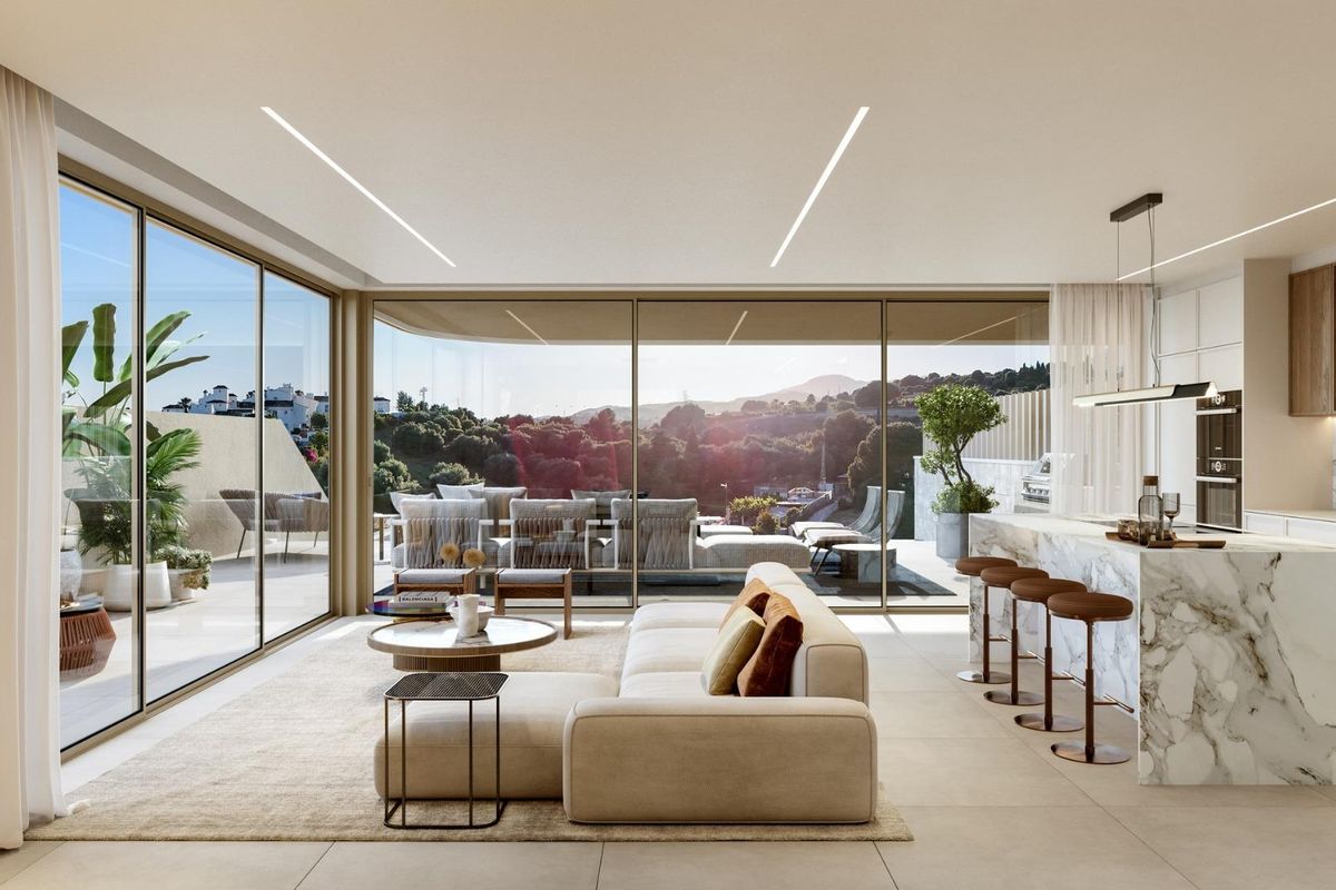 Open-plan living area in Estepona villa