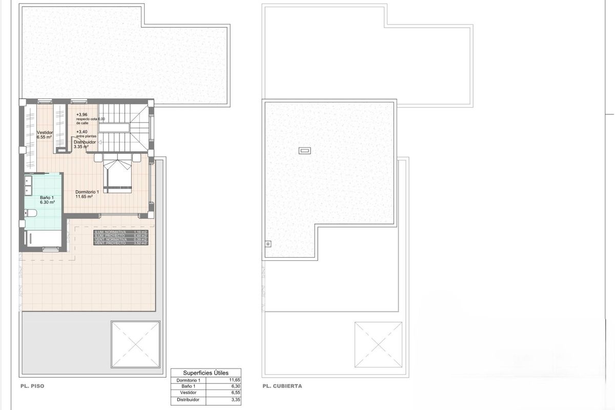 Plattegrond van een 3-slaapkamer villa in San Fulgencio, met layout en kamerafmetingen.