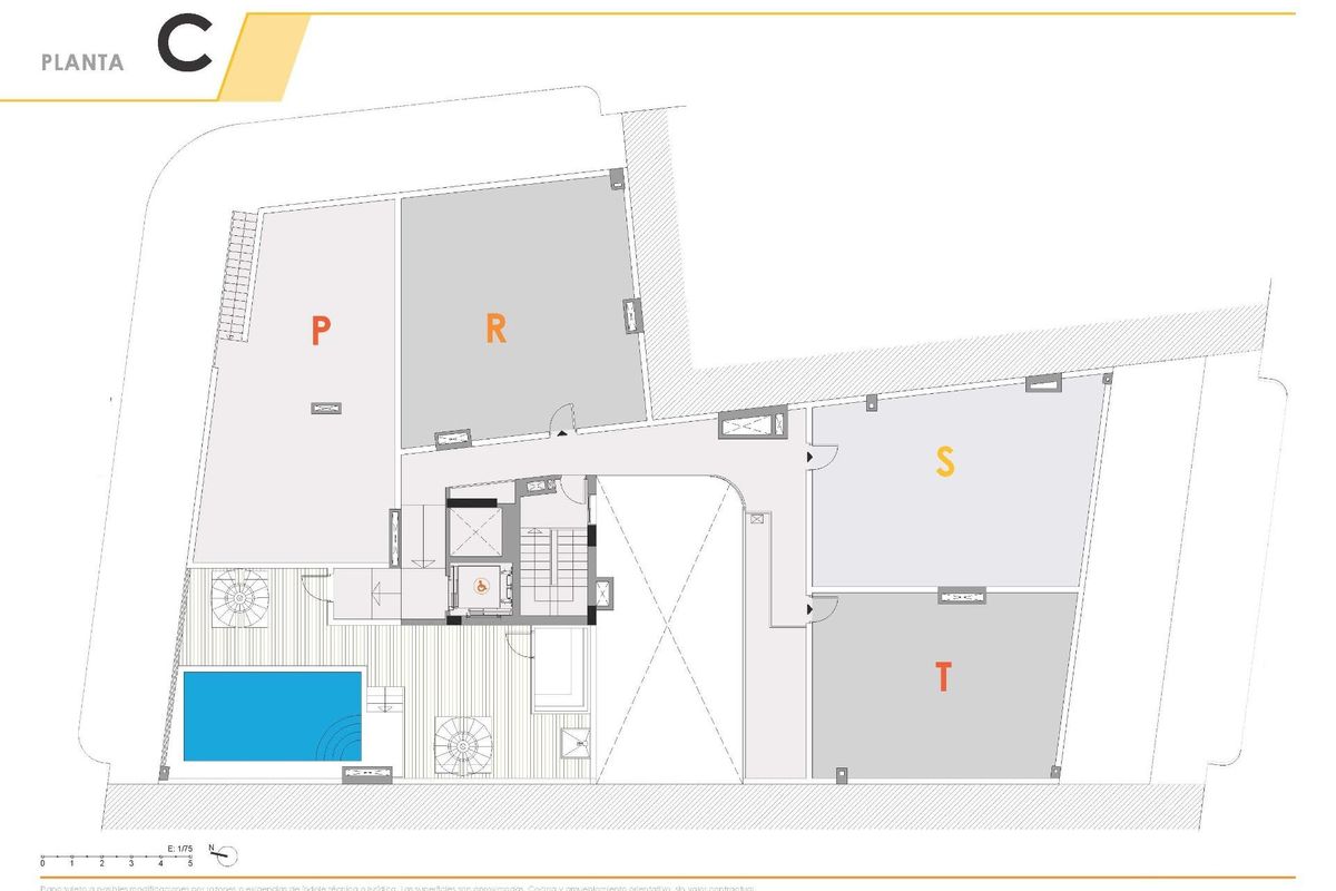 Plattegrond van een 3-slaapkamer penthouse in Torrevieja, met indeling van woonruimte en terras.