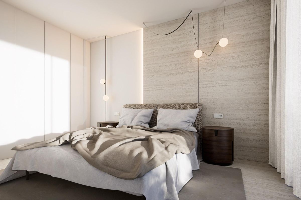 Uitnodigende slaapkamer met natuurlijk licht in de villa met 3 slaapkamers in Orihuela, Costa Blanca Zuid.