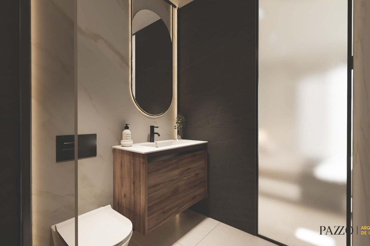 Chique badkamer met moderne accessoires, perfect voor een 2-slaapkamer bungalow in Pilar de La Horadada, Costa Blanca.