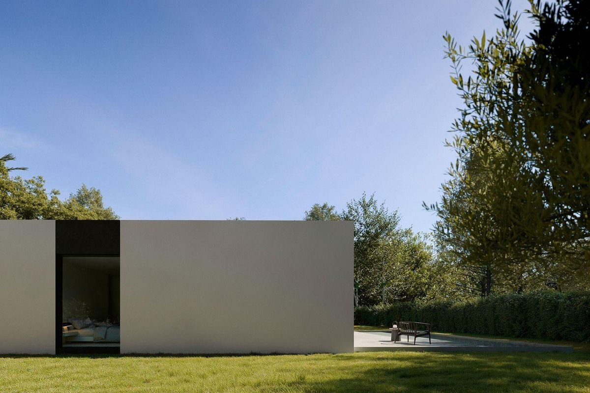 Spacious living area with pool view
