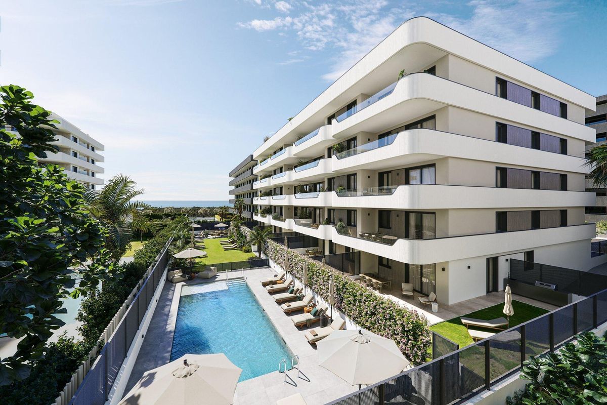 Communal swimming pool at the apartment complex