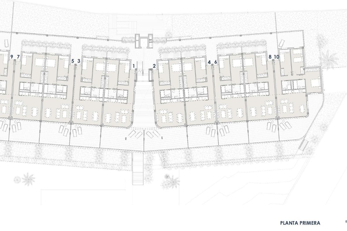 Plattegrond van een 2-slaapkamer appartementencomplex in Manilva, Costa del Sol.