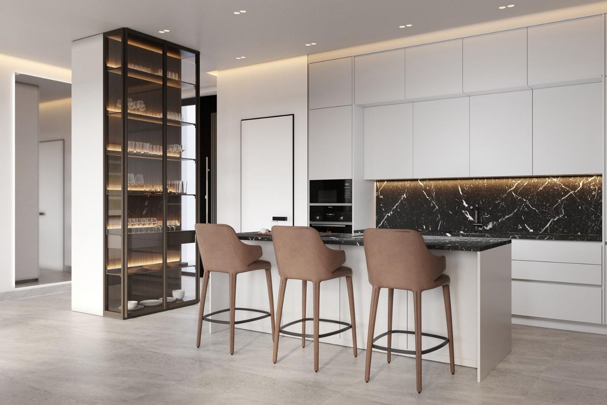 Verfijnde keuken in villa in Mijas met luxe afwerkingen en een functionele indeling.