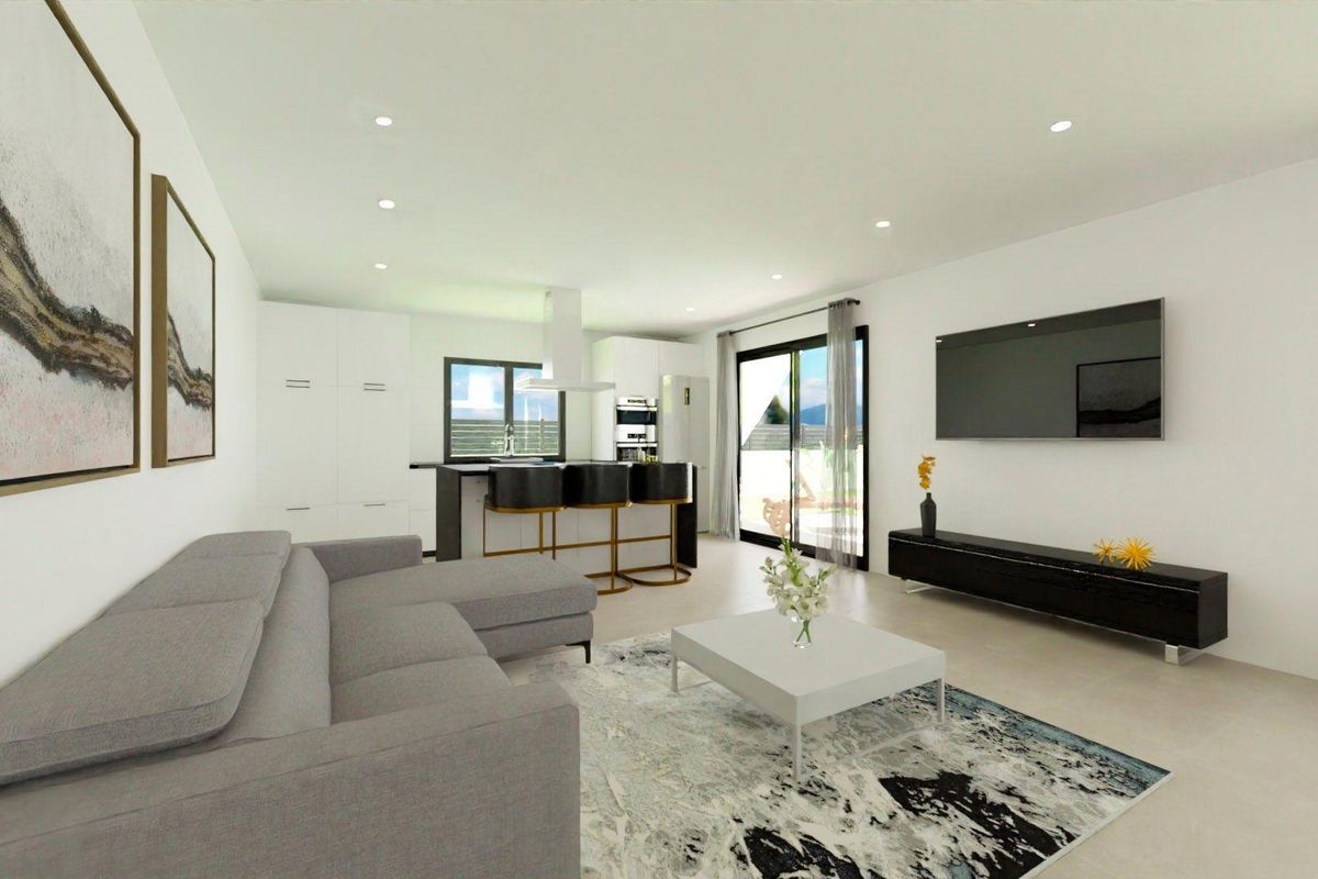 Contemporary kitchen in a 3-bed villa, featuring sleek cabinetry and an island in Monforte del Cid, Spain.