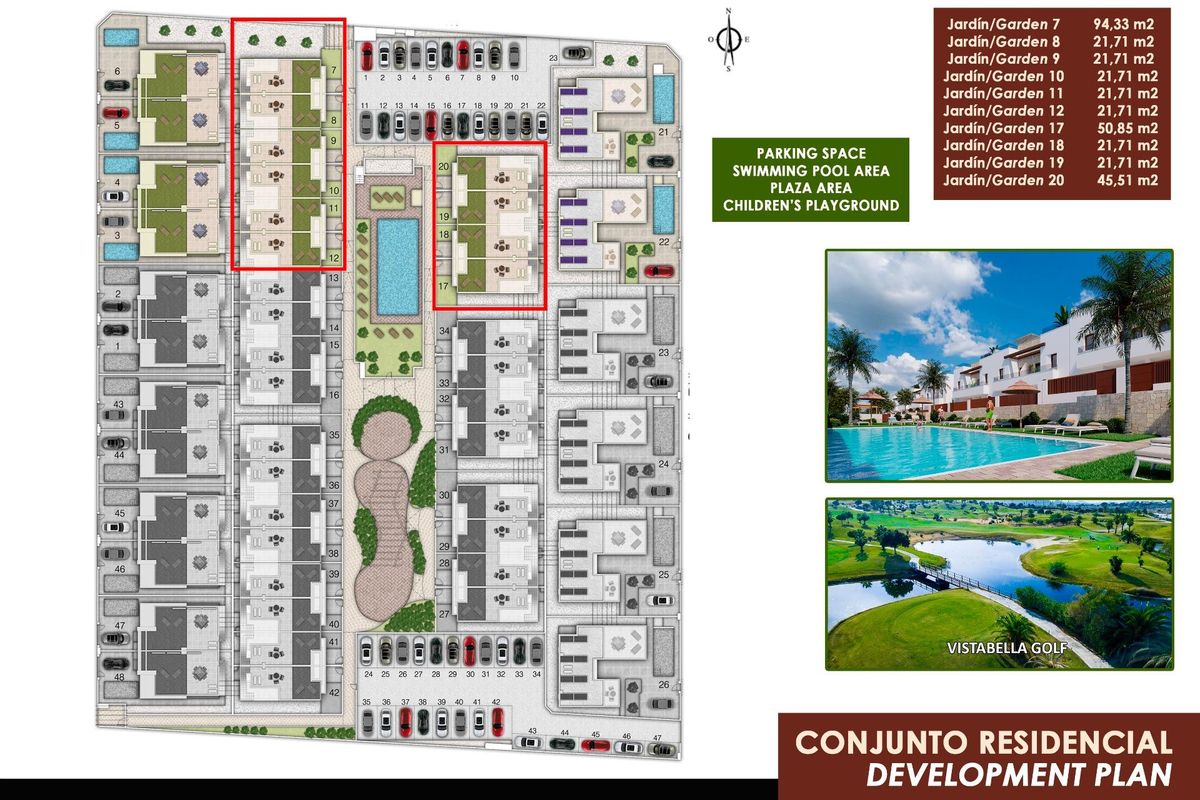 Ontwikkelingsplan voor een wooncomplex met zwembad in de buurt van 3-slaapkamer townhouses in Orihuela, Costa Blanca Zuid.