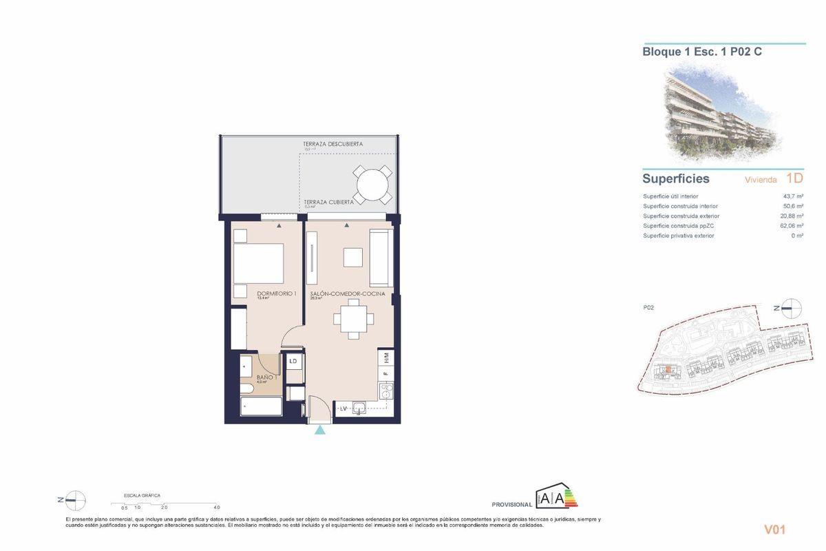 Complexplattegrond voor het appartementencomplex in Denia, met de indeling van gebouwen en faciliteiten.