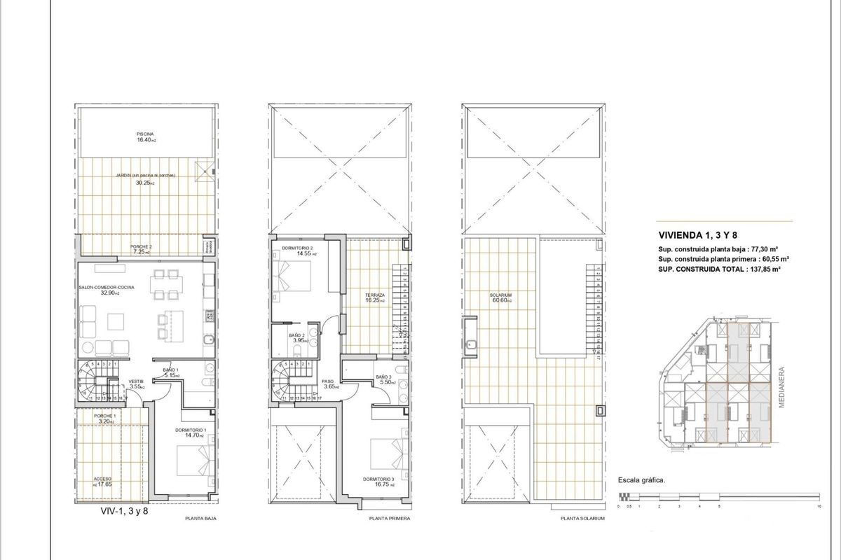 Town house entree met beveiligde deur in San Javier