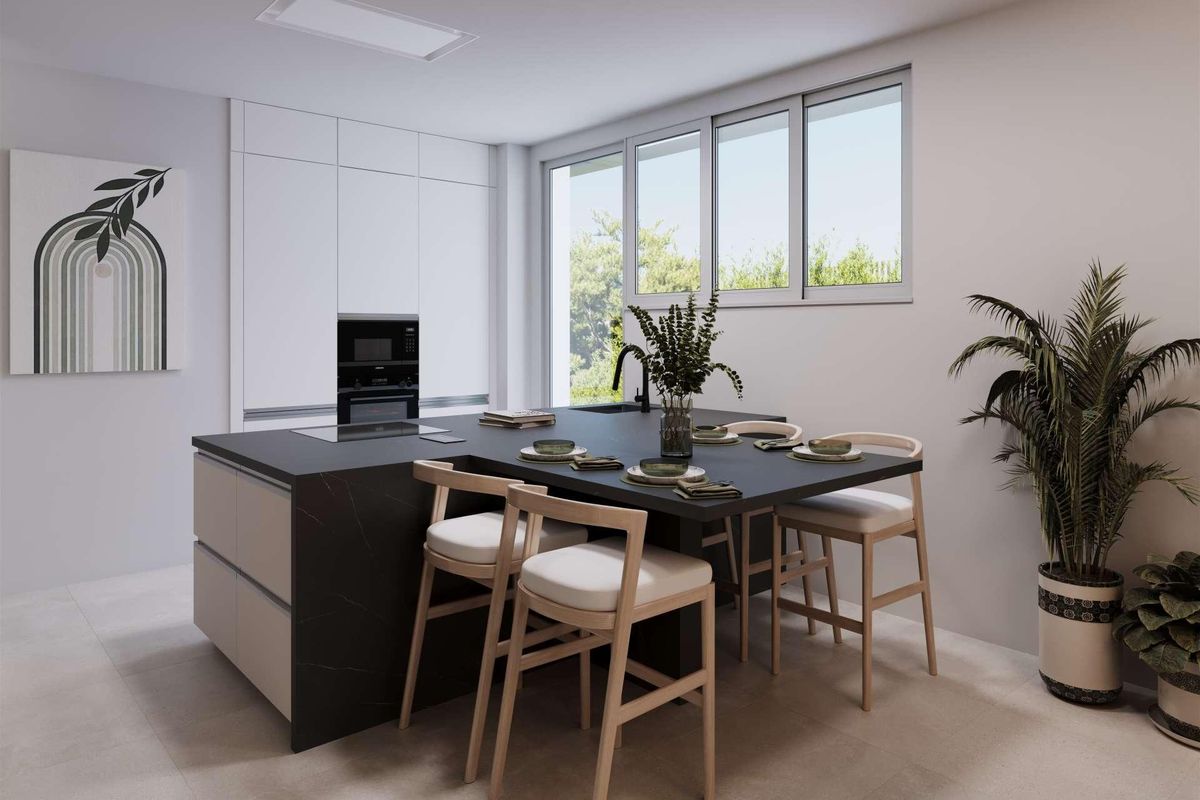 Contemporary kitchen design in villa