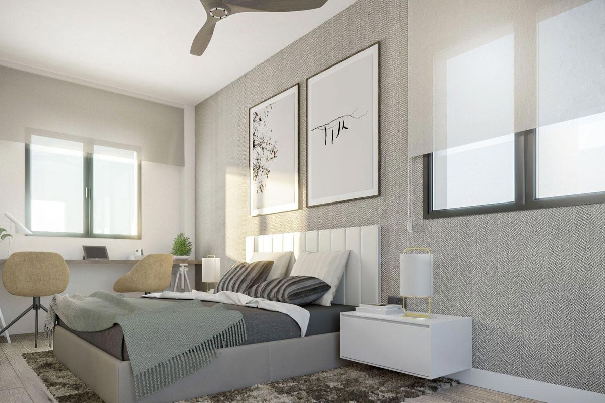 Gezellige slaapkamer met modern ontwerp in een 3-slaapkamer appartement, gelegen in Mijas, Costa del Sol.