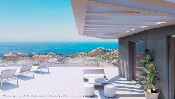 Penthouse terras met prachtig uitzicht op de kust in Benalmádena, ideaal om te ontspannen.