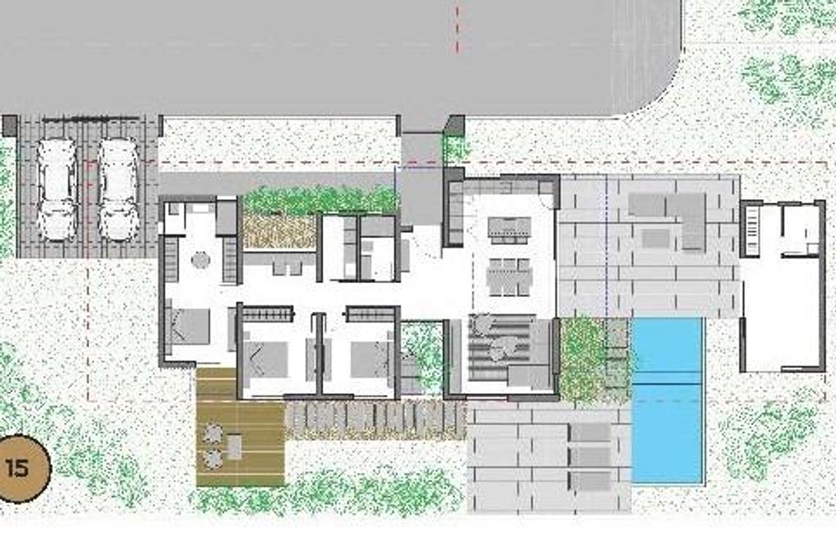 Floor plan of a 4-bed villa in El Campello, illustrating spacious layout and outdoor areas.