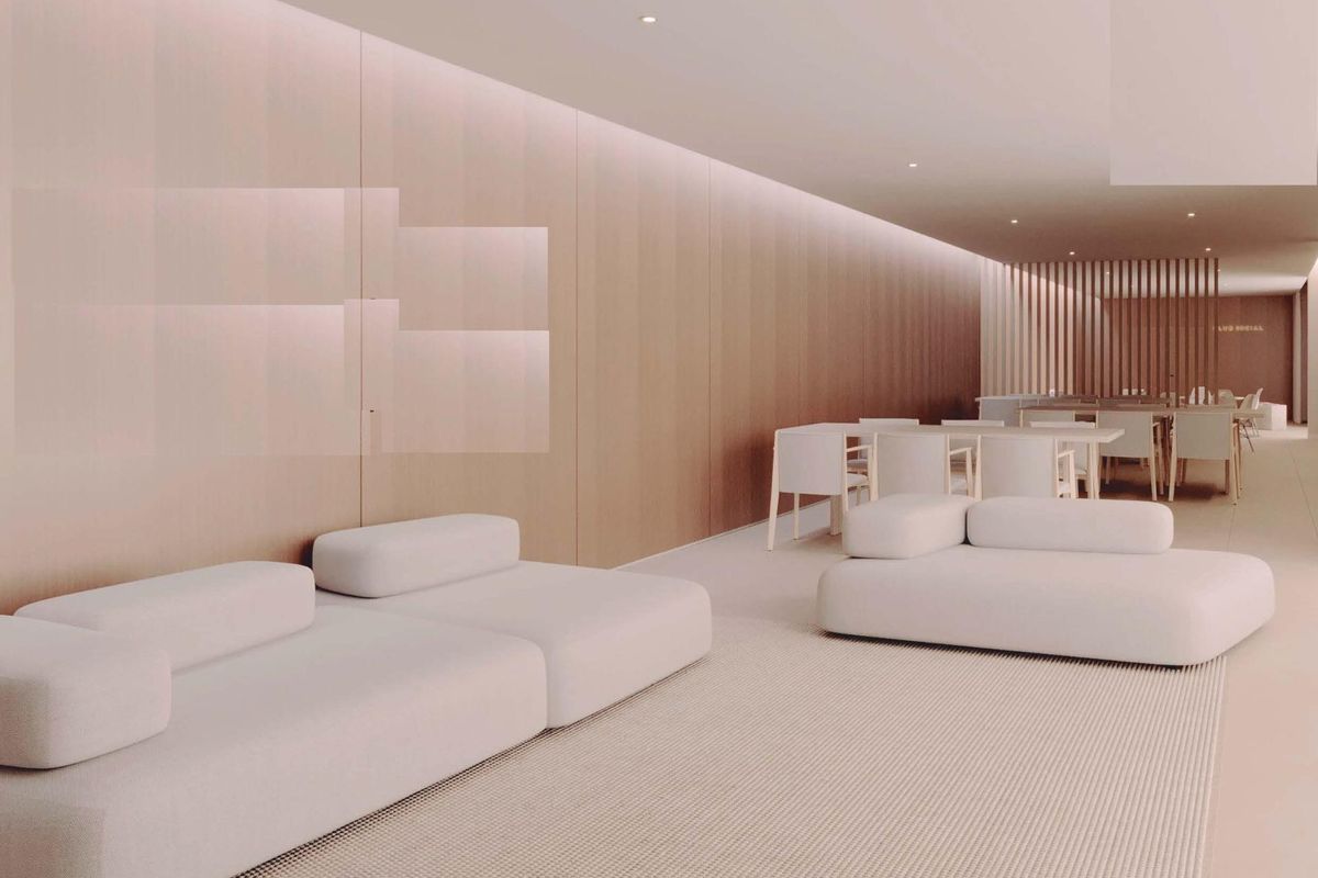 Ruime lounge in penthouse in La Nucia, met minimalistisch meubilair en uitnodigende esthetiek.