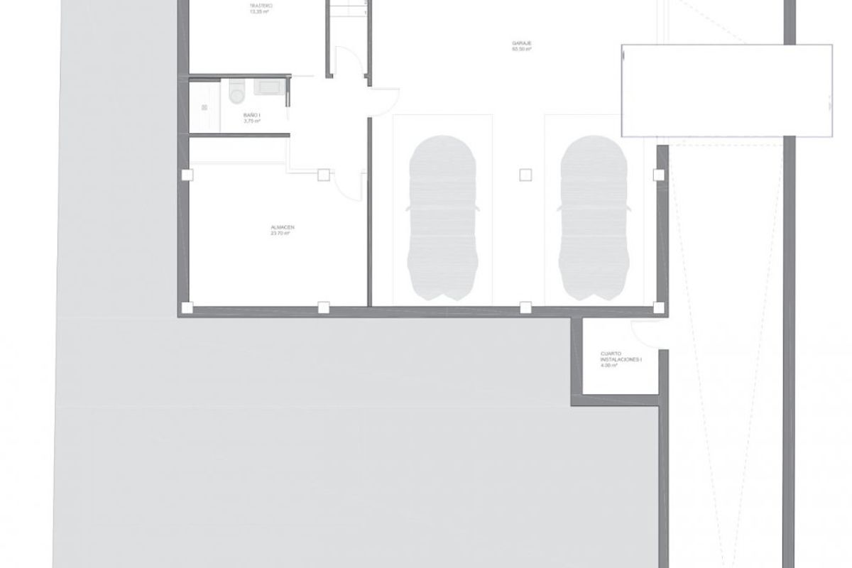 Plattegrond van de bovenverdieping van een 3-slaapkamer villa in Torrevieja, perfect ontworpen voor functionaliteit.
