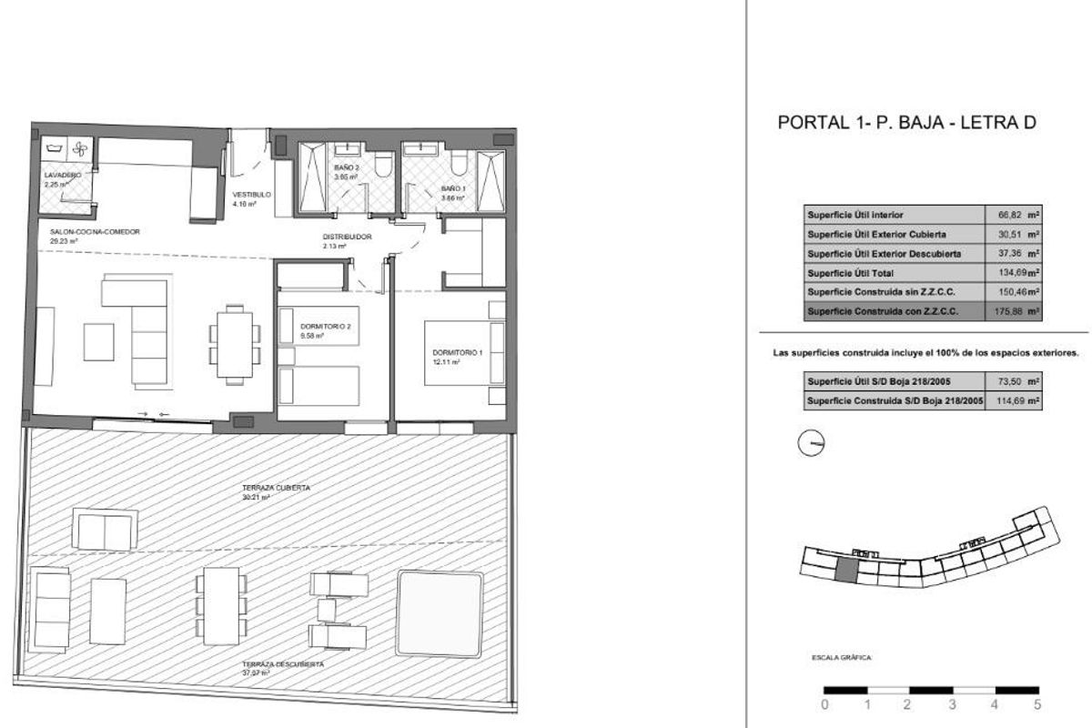 Plattegrond van een 2-slaapkamer appartement in Fuengirola, ontworpen voor modern leven.