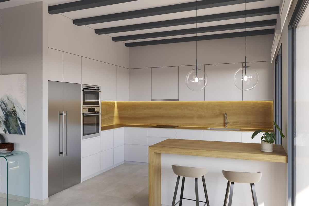 Stijlvolle keuken met moderne apparaten in een villa met 4 slaapkamers in Penaguila, Costa Blanca.